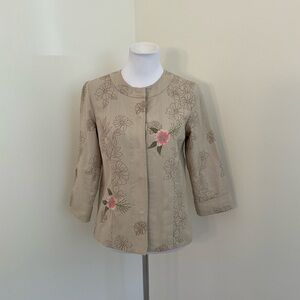 Charter Club Floral Embroidered Beige Jacket